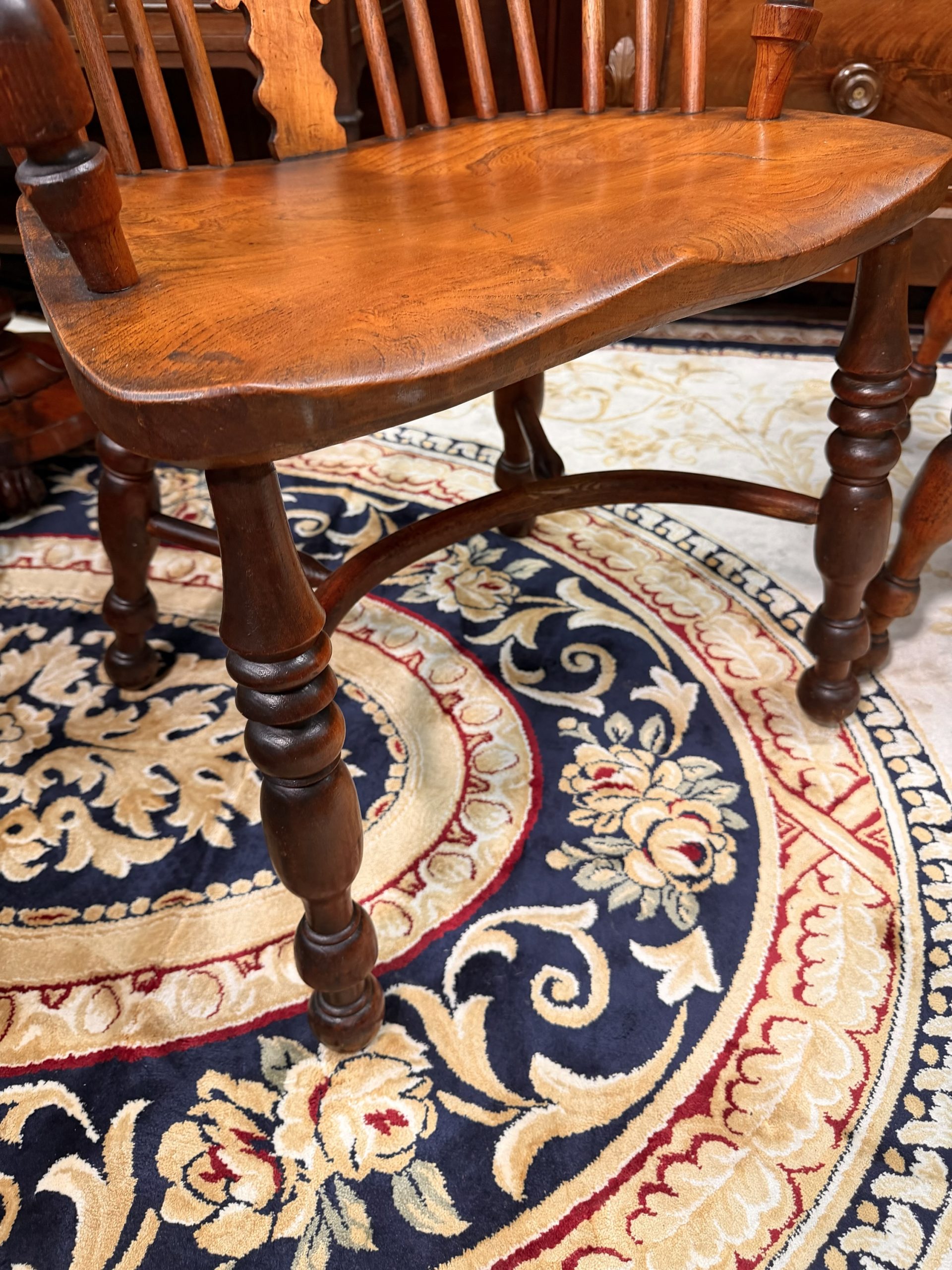 A Stunning Pair of Antique Yew and Elm Spindle-Back Windsor Armchairs - Image 7