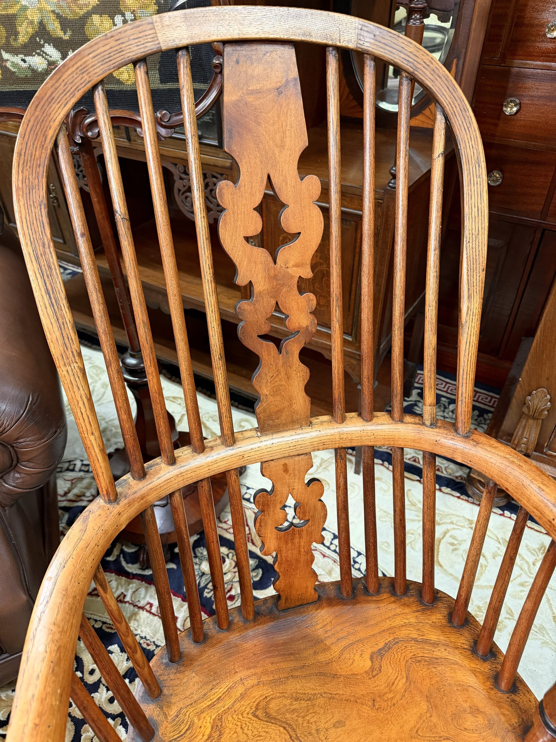 A Stunning Pair of Antique Yew and Elm Spindle-Back Windsor Armchairs - Image 8