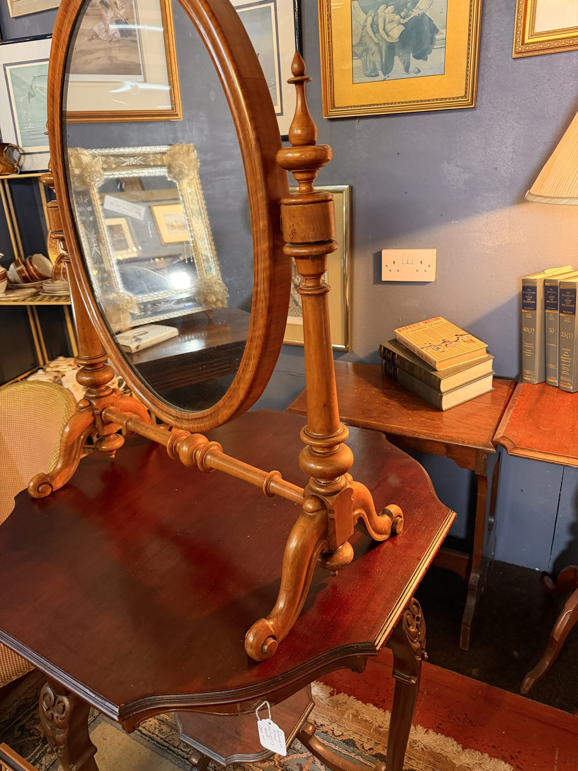 19th Century Victorian Flame Mahogany Cheval Dressing Mirror - Image 5