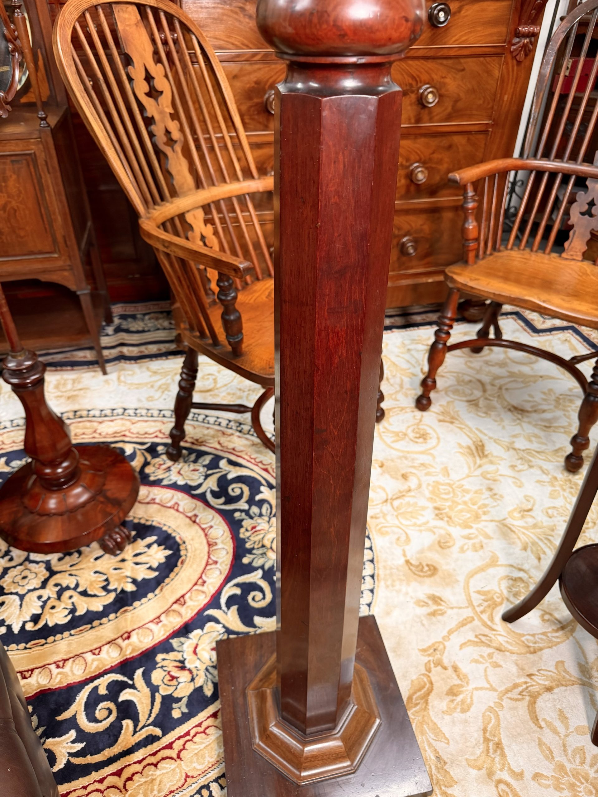 Tall Antique Display Pedestal, English Mahogany Torchiere / Plant Stand, Regency c.1820 - Image 4