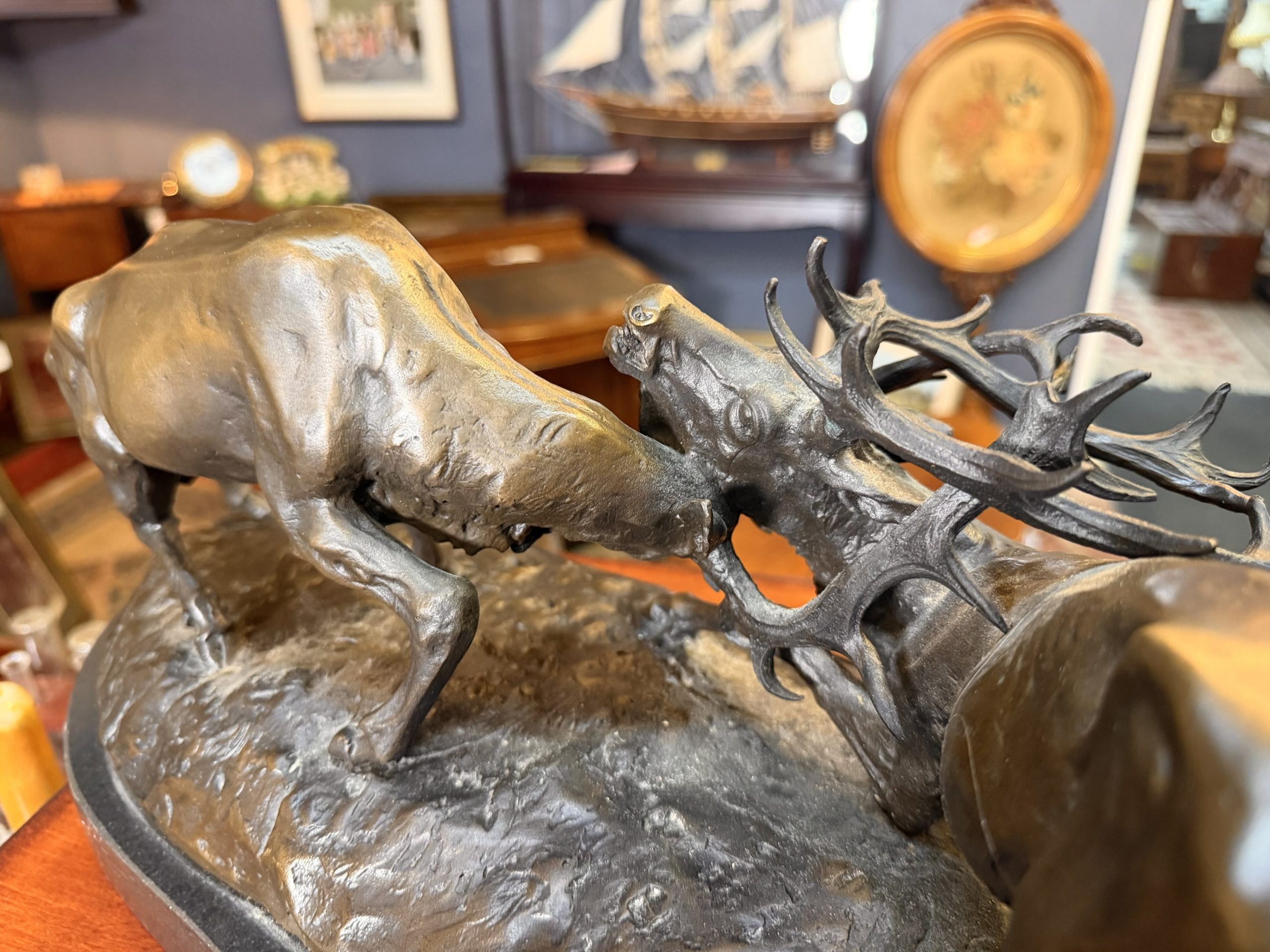 Large Bronze Statue of Fighting Stags on Marble Base by Pierre-Jules Mêne - Image 6