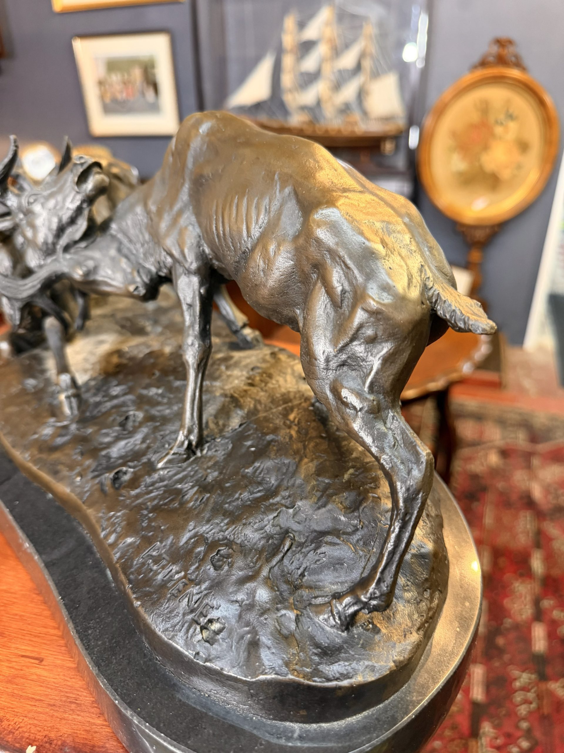 Large Bronze Statue of Fighting Stags on Marble Base by Pierre-Jules Mêne - Image 8