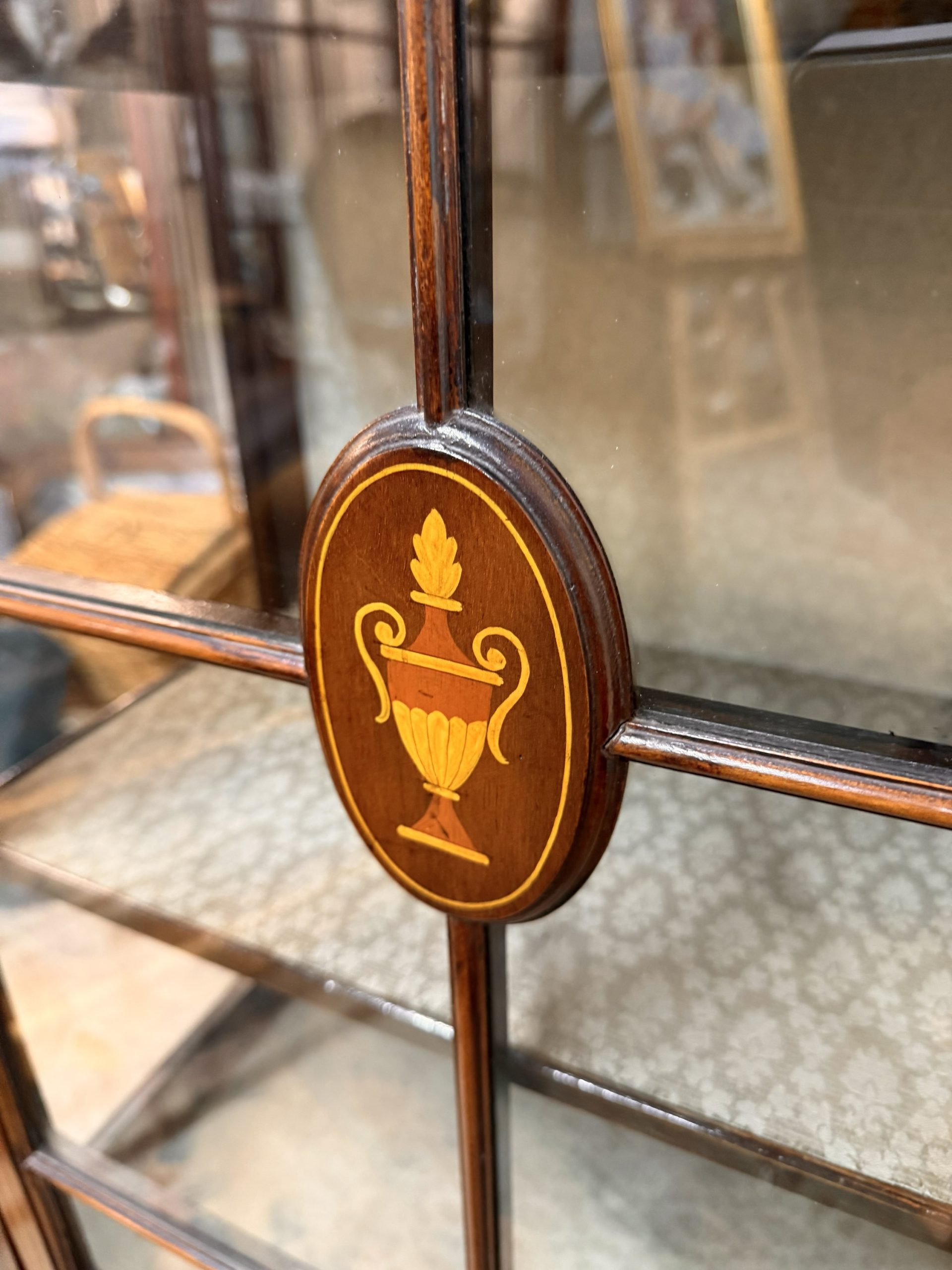 Antique Edwardian Inlaid Mahogany Display Cabinet – c.1890–1910 - Image 2
