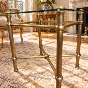 Vintage Art Deco Brass & Glass Side Table – Maison Jansen Style