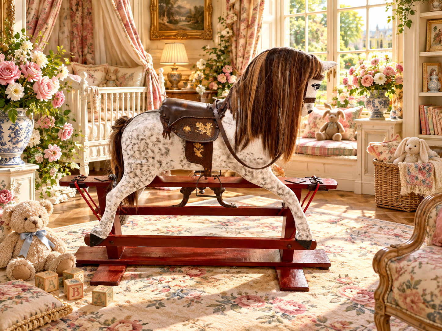 A Fabulous Vintage J. Collinson & Sons Painted Wooden Rocking Horse