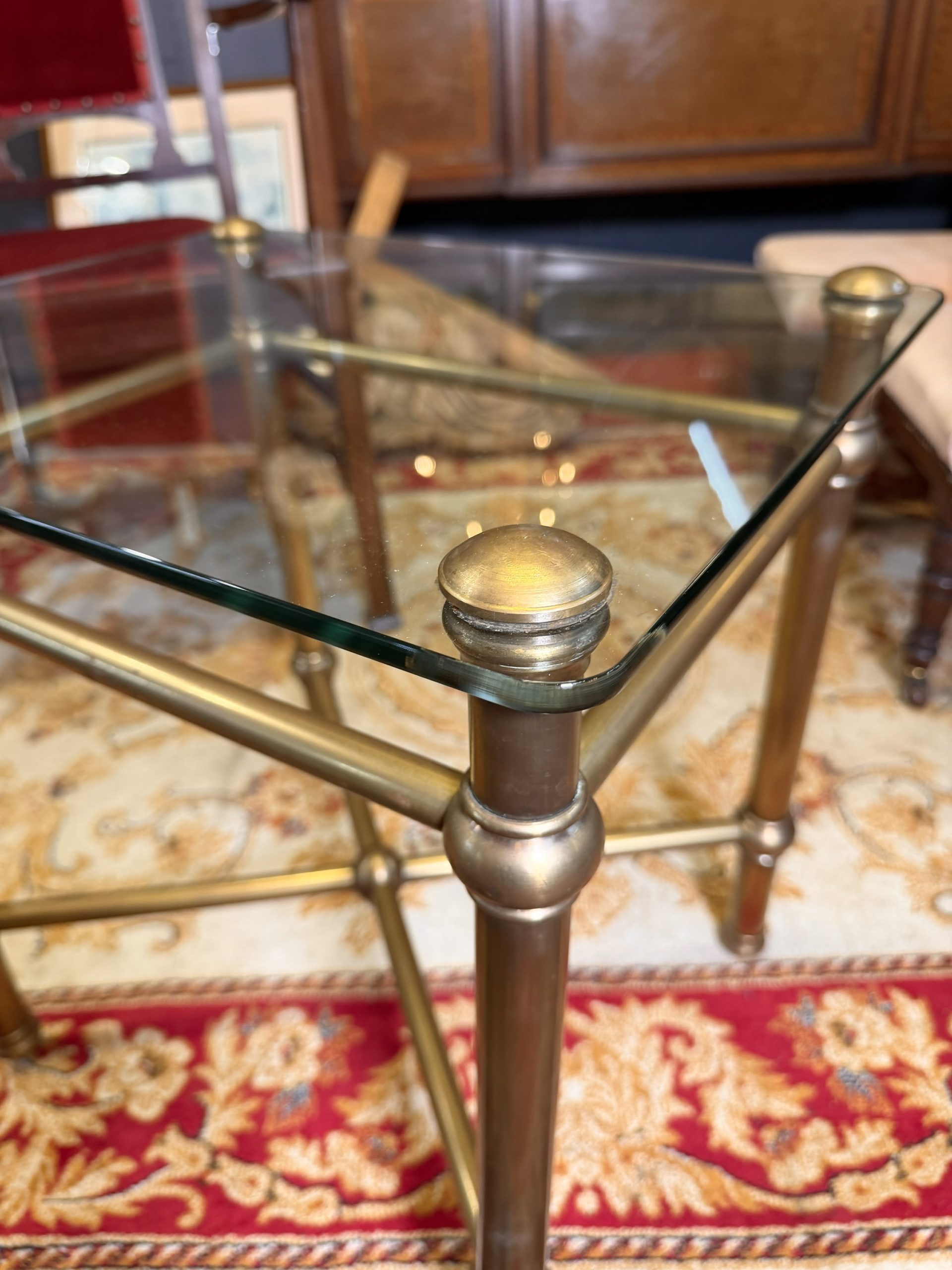 Vintage Art Deco Brass & Glass Side Table – Maison Jansen Style - Image 2