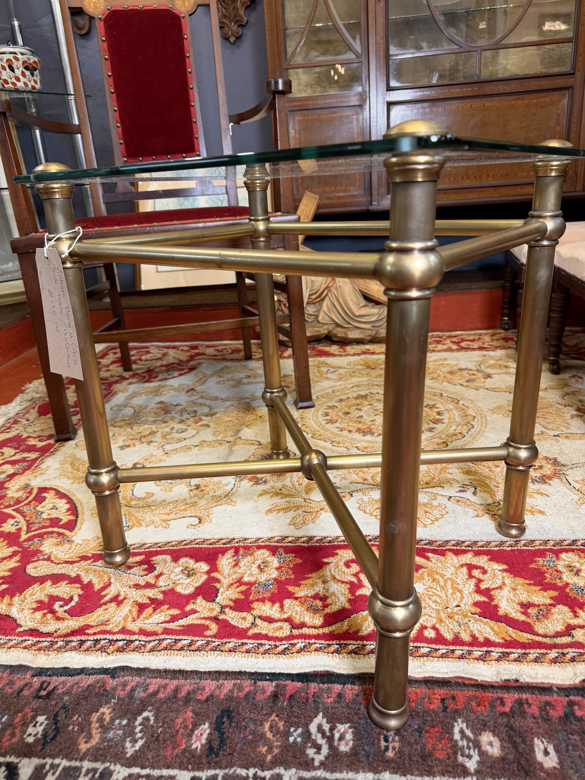 Vintage Art Deco Brass & Glass Side Table – Maison Jansen Style - Image 3